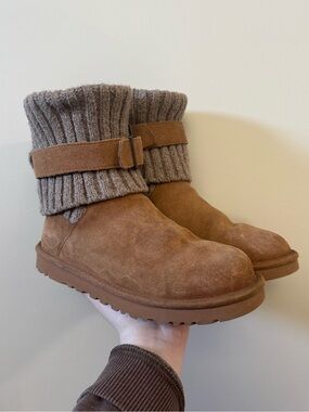 UGG Australia Cambridge cable knit fold brown boots - Size 7 💜